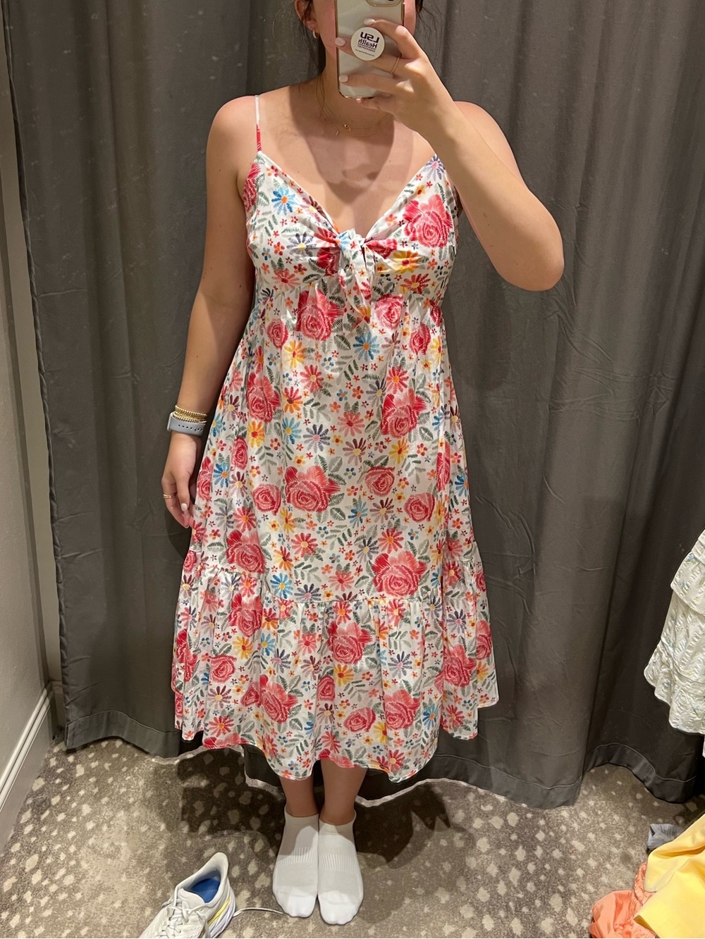 moodie Pink Multi Floral Tie-Front Midi Dress